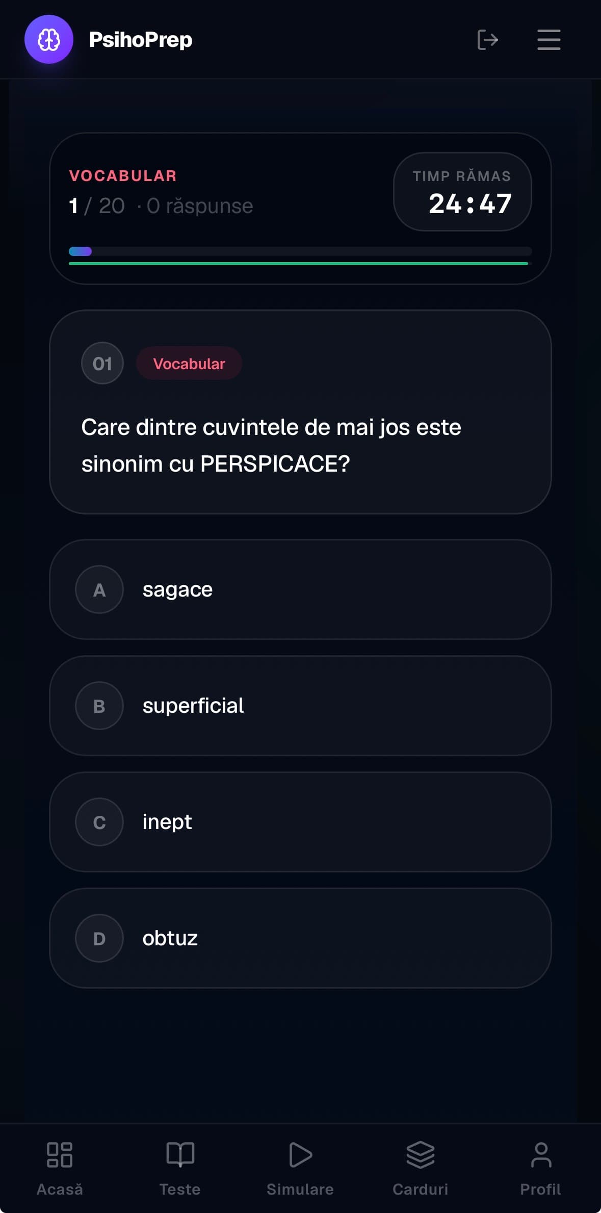 Test cu cronometru