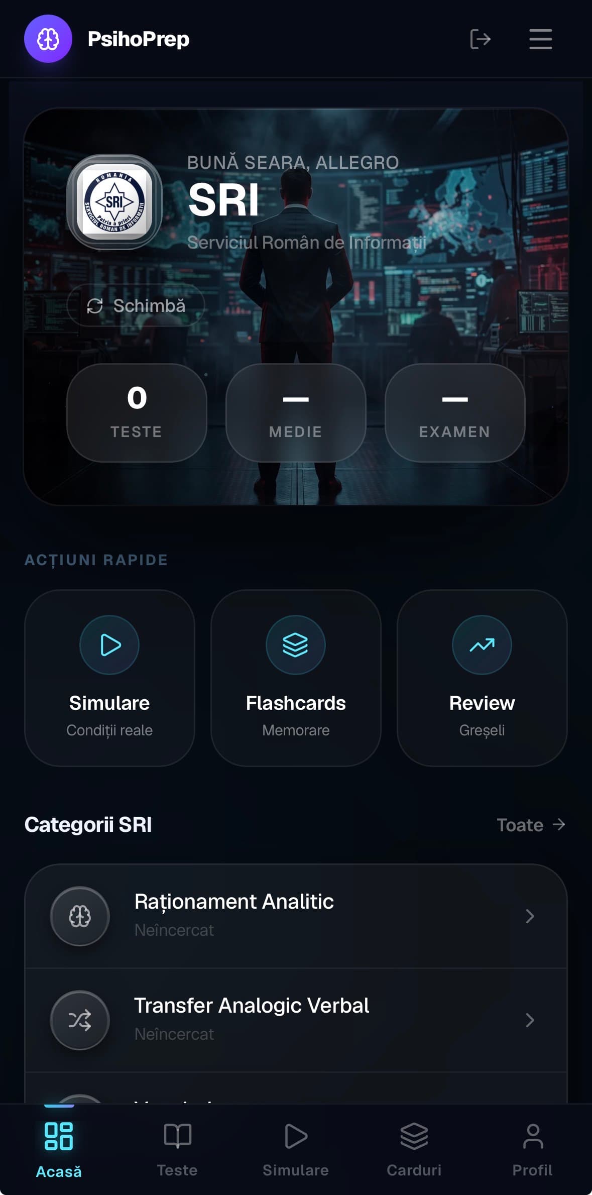 Dashboard PsihoPrep